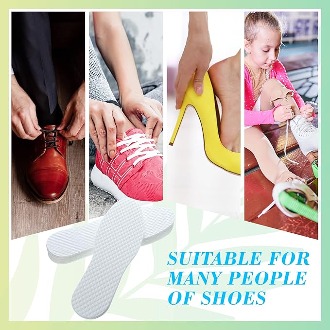 Janmercy 100 Pairs Disposable Shoe Liners Breathable Thin Insoles Replaceable Sweat Absorbing Shoe Inserts Barefoot Odor Eaters Insoles for Women Men Hiking Boot Sneaker Running