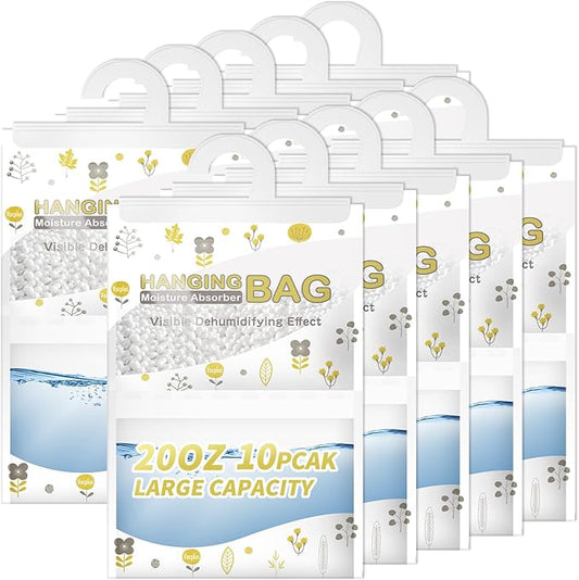 Vacplus Moisture Absorbers, Hanging Closet Dehumidifier Bags, Humidity Packs, Desiccant, Closet Dehumidifiers with Fragrance Free, 10 Pack, 20.0 OZ