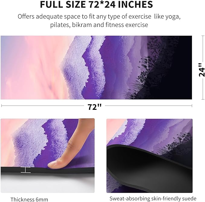 nuveti Yoga Mat Print Extra Thick TPE Non Slip Fitness Exercise Mat with Carrying Bag,72"x24" Extra Thick 6MM Exercise & Workout Mat for Yoga, Pilates Fitness and Floor Exercises