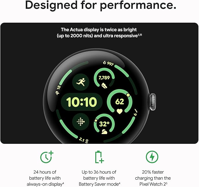 Google Pixel Watch 3 (41mm) 2024 Model - Android Smartwatch, Heart Rate Tracking, Fitbit Advanced Running, Fitness Insights, 24-Hour Battery - Champagne Gold Aluminum Case - Hazel Band - Wi-Fi