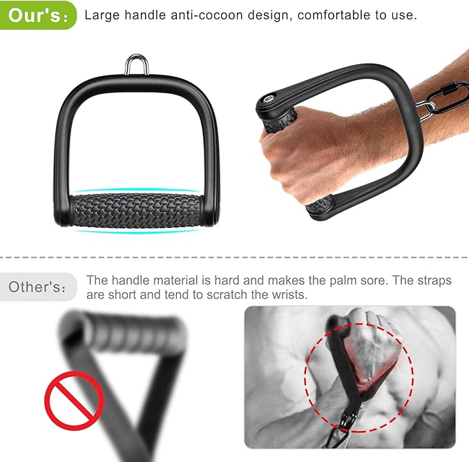 SELEWARE Triceps LAT Pulldown Attachments Home Gym Workout Accessories with Non-Slip Soft Rubber Grip Cable Machine Attachments Triceps Rope Double D Row Handle Pull Down Bar Straight Bar Exercise