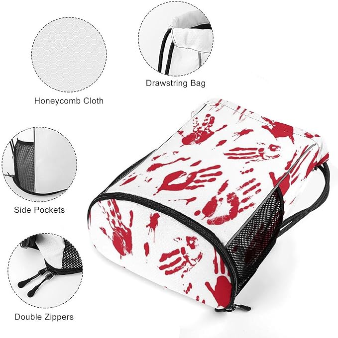 Hand Drawstring Backpack Gym Bag With Shoe Compartment String Bag Sport Beach Swimming Sackpack For Women Men