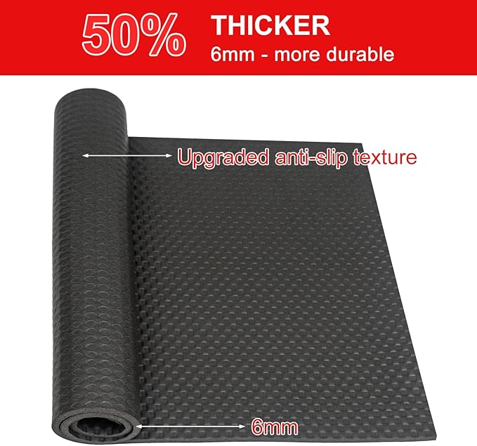 Bike Mat, Exercise Mat for Carpet & Hardwood Floors, Cushioned, Black