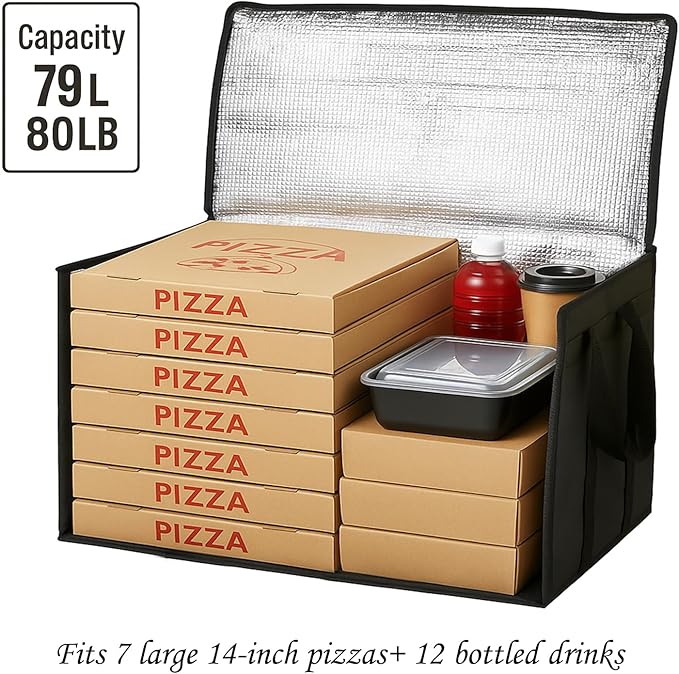 Bodaon 2-Pack Insulated Food Delivery Bag, XXXL Grocery Shopping/Catering/Pizza Cooler Bags, Cold/Hot Styrofoam Carrier for Doordash/Travel/Car, Warmer/Frozen, Door Dash Accessories