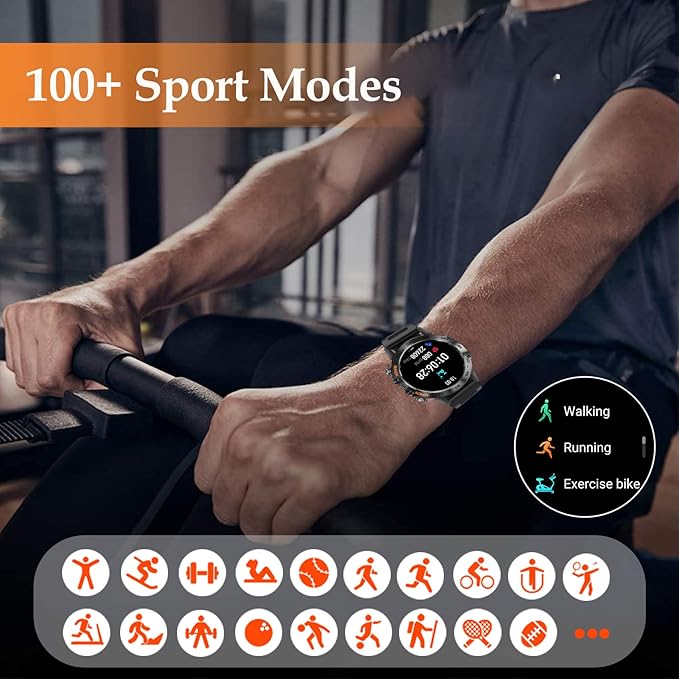 Smart Watch for Men Fitness Tracker(Answer/Dial Call) Bluetooth Call 1.39''HD Military Smartwatch Fitness Watch for Android iOS Outdoor Waterproof Tactical Watches with Heart Rate SPo2 Monitor