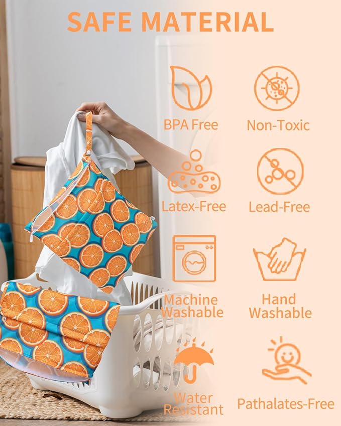 babygoal Wet Dry Bags for Baby Cloth Diapers, Washable Travel Bags, Beach, Pool, Gym Bag for Swimsuits & Wet Clothes with Two Zippered Pockets 3 Pack, 3LN22