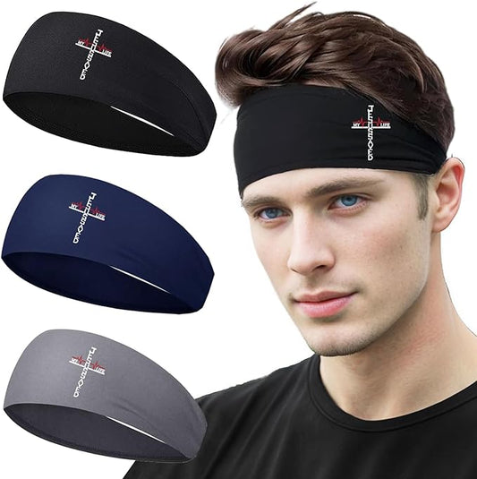 Sports Headbands for Men Sweatbands Sweat Bands Headbands Men 3pcs Workout Cooling Head Bands for Running Hairband for Tennis Football Gym Yoga