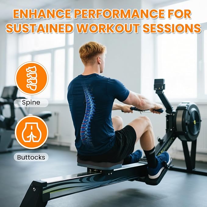 Rowing Machine Seat Cushion, Rowing Machine Seat Cushion Compatible with Concept 2 Rower, Hydrow, Peloton and More Rowing Machines, Concept 2 Rower Accessories(Black)