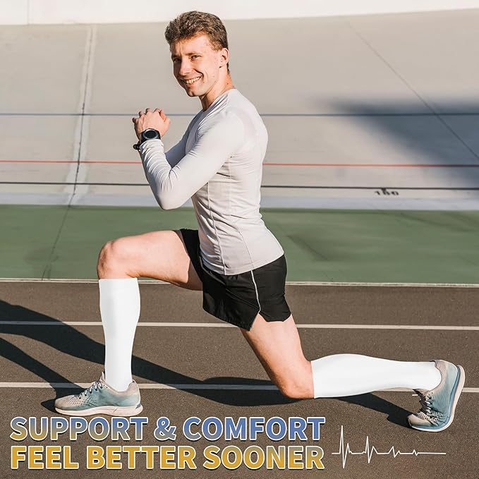 Graduated Copper Compression Socks for Men & Women Circulation 8 Pairs 15-20mmHg - Best for Running Athletic Cycling