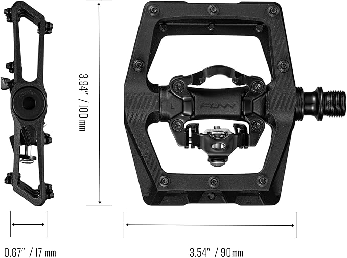 Funn Ripper2 Mountain Bike Clipless Pedals, Compatible with SPD Cleats, 9/16" CrMo Axle Bicycle Pedals