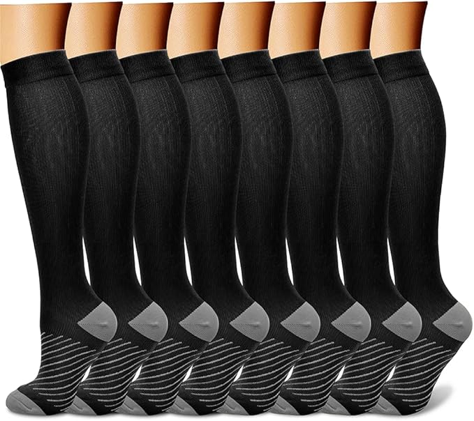 CHARMKING Compression Socks for Women & Men Circulation (8 Pairs) 15-20 mmHg is Best Support for Athletic Running,Hiking