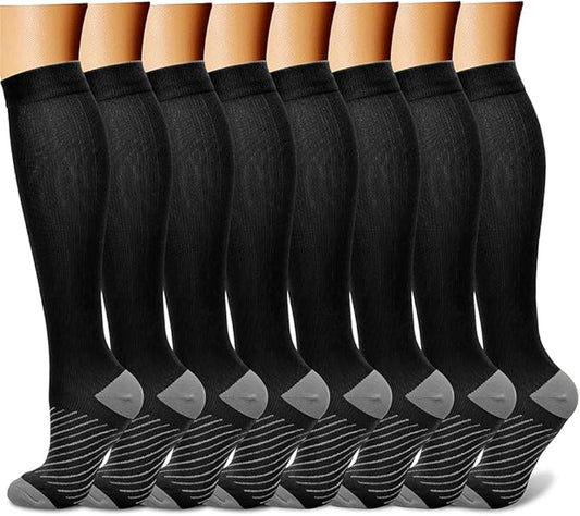CHARMKING Compression Socks for Women & Men Circulation (8 Pairs) 15-20 mmHg is Best Support for Athletic Running,Hiking