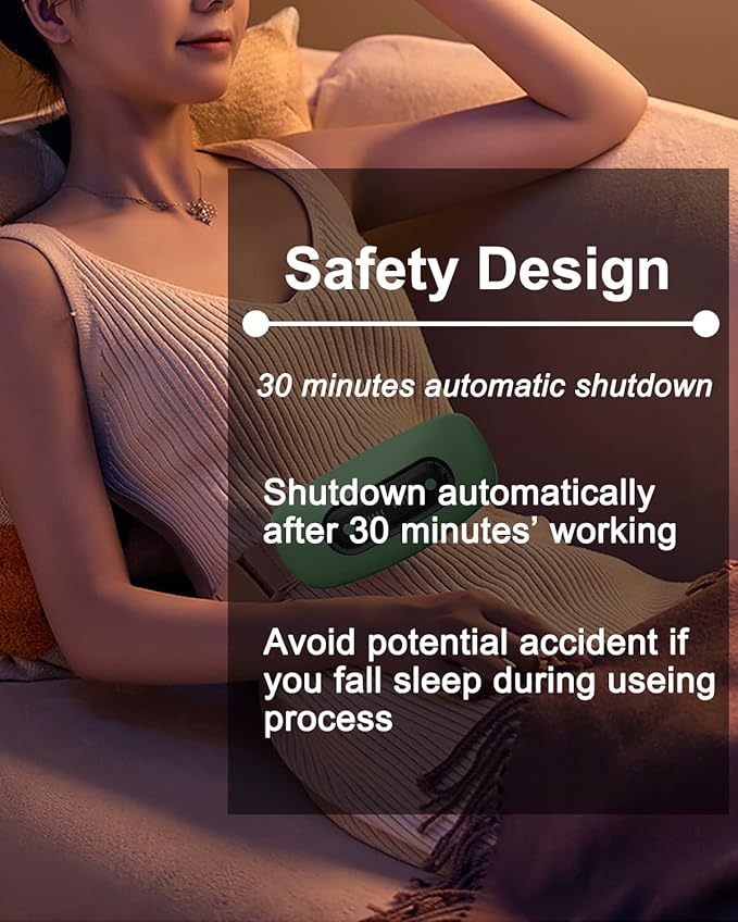 Electric Heating Pad,Portable Cordless Menstrual Heating Pad with 4 Heat Levels and 4 Massage Modes, Fast Large Heating Belly Wrap Belt(Light Green)