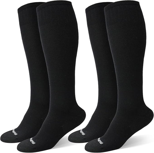 HAPIU Merino Wool Easy On Compression Socks for Women & Men, 15-20 mmHg, Plus Size Knee High Stocking for Nurses, Pregnancy, Travel, Flight, Medias de Compresión Mujer