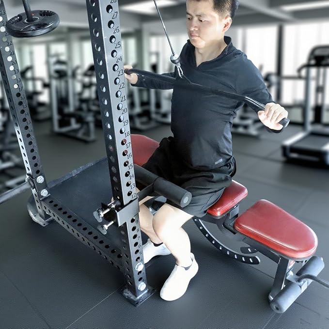 Upgrade Nordic Hamstring Curl Squat Rack Attachments with Pin Rod 3 Adjustment Holes for 2"x2",2.37"x2.37",3"x3"Power Rack, Sit Up Bar Foot Holder for Hamstring Curl Sit Up Split Squat Core Workout