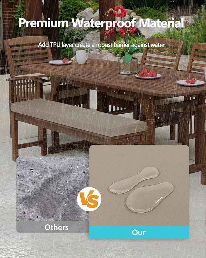 32x16x2 Outdoor Bench Cushion, Strengthen Waterproof Seat Cushions, High-Density Bench Pad with Anti-Slip Bottom, Outdoor Cushion for Patio Garden Swing Furniture - Khaki