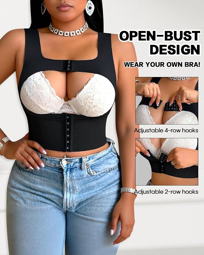 Front Closure Chest Brace Up for Women Lightweight Posture Corrector Sleeveless Slimming Back Brace Support Shaper