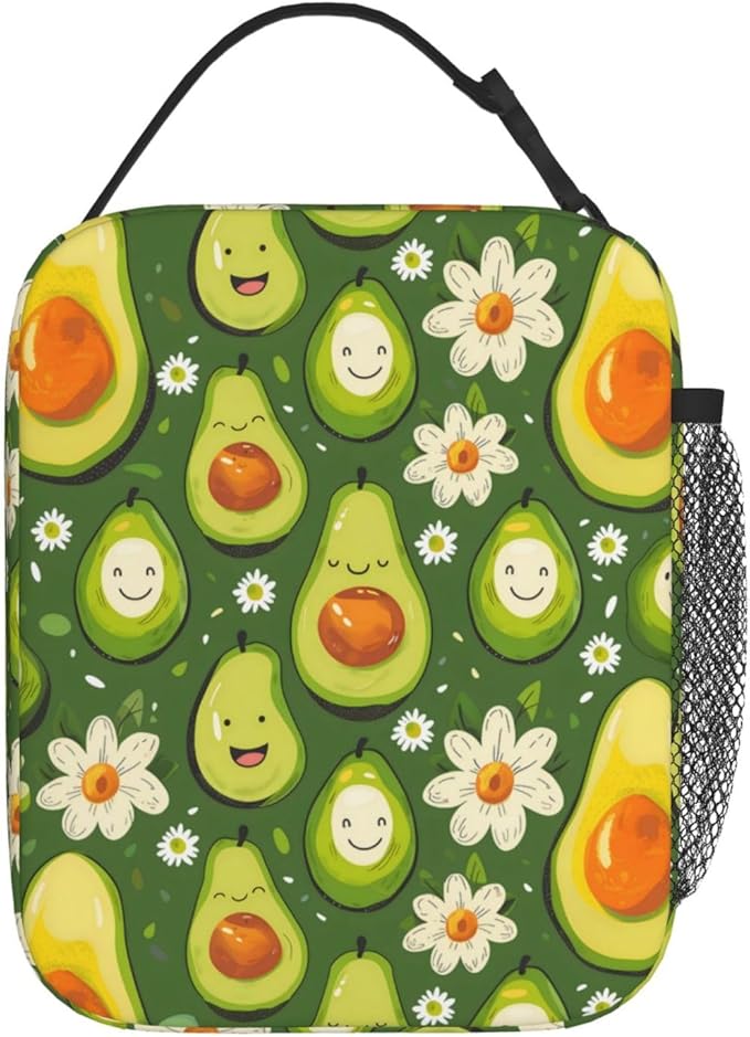 Insulated Lunch Box for Women Men, Avocado Theme Lunch Box Reusable Portable Lunch Bag Cooler Tote Waterproof Lunch Container for Office Picnic Work Travel