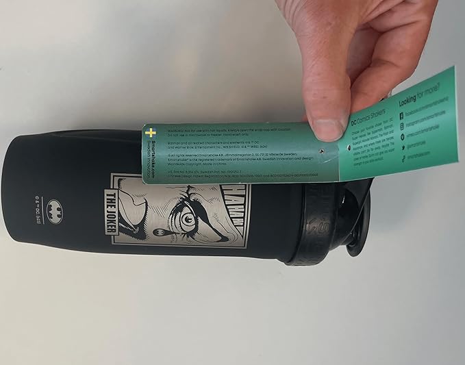 Smartshake DC COMICS Reforce Stainless Steel Protein Shaker Bottle 900 ml | 30 oz - Leakproof Screw-on Lid - BPA Free – Unisex - Non Insulated - The Joker Logo