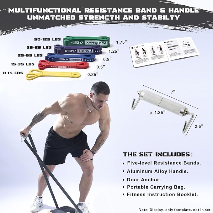 Resistance Bands with Aluminium Alloy Handle, Set of 5 Natural Latex Exercise Bands for Heavy Duty Workout Stretching Power Lifting with Carrying Bag