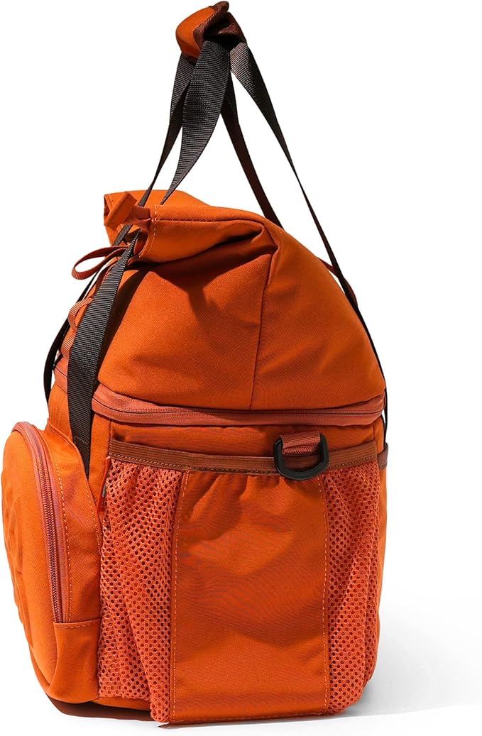 Dual Compartment Insulated Lunch bag, with 2 Leakproof Compartments & Roll-top, 13L lunchbox for work (Brown Orange)