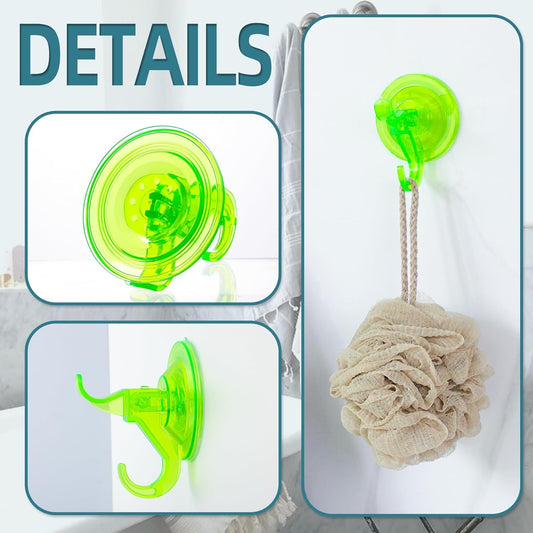 Antimbee Suction Hooks, 10 Pack Reusable Hangers, Removable Small Suction Cups for Shower, Bathroom, Glass, Door, Windows, Kitchen - Up to 11 lbs on Smooth Surface (Transparent Green)