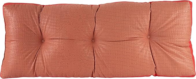 Klear Vu The Gripper Omega Non-Slip Tufted Bench Cushion for Indoor Furniture, Entryway Storage, Bay Window, Corner Nook or Piano Seat, 43 Inches, 16 Coral