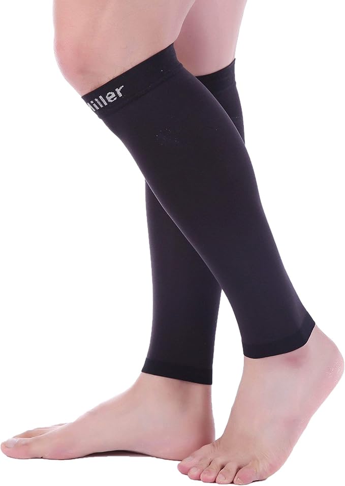 Doc Miller Compression Calf Sleeve for Men & Women, Premium Medical Grade, 15-20mmHg Graduated Support for Running, Calf Tear, Shin Splints, Knee High, Calf Sleeves, 1 Pair