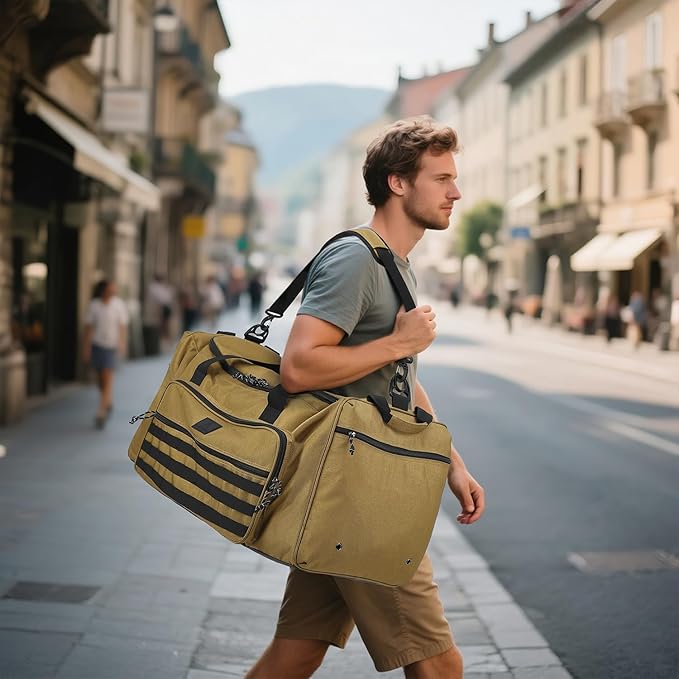 125L Extra Large Gym Duffle Bag for Men Women with Shoes Compartment Heavy Duty Tactical Sports Duffel Bag Big Football Baseball Basketball Soccer Hockey Team Equipment Bag, Brown