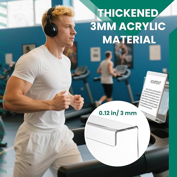 Jetec Treadmill Book Holder, Clear Acrylic Reading Rack for Treadmill Tablet Rack Universal Holder, for Tablet Magazines Books for Gym Exercising(9 x 8 x 1.5 Inches)