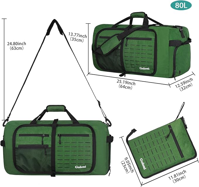 Foldable Travel Duffle Bag,Duffle Bag with Shoes Compartment and Adjustable Strap,Large Packable Travel Bags for Men Women,Waterproof Duffel Bag