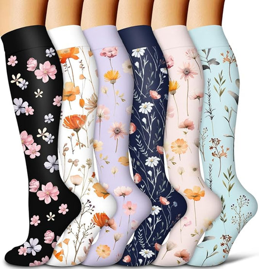 Copper Compression Socks for Women and Men(6 Pairs)-Best Support for Running, Athletic, Nursing, Travel