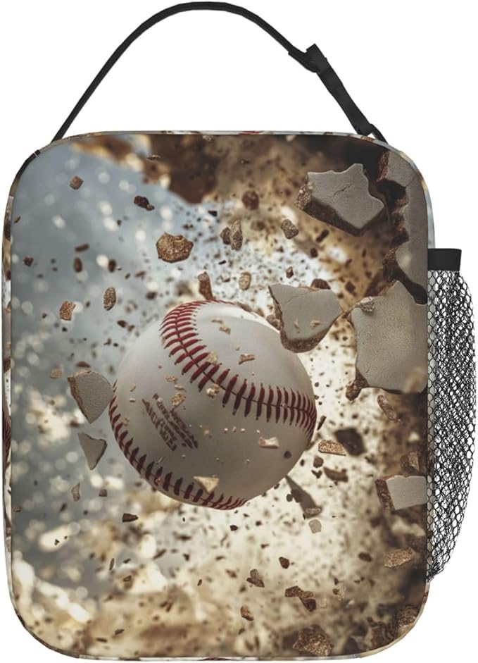Lunch Box for Women Men, Baseball Theme Insulated Lunch Box Reusable Portable Lunch Bag Cooler Tote Waterproof Lunch Container for Office Picnic Work Travel Hiking