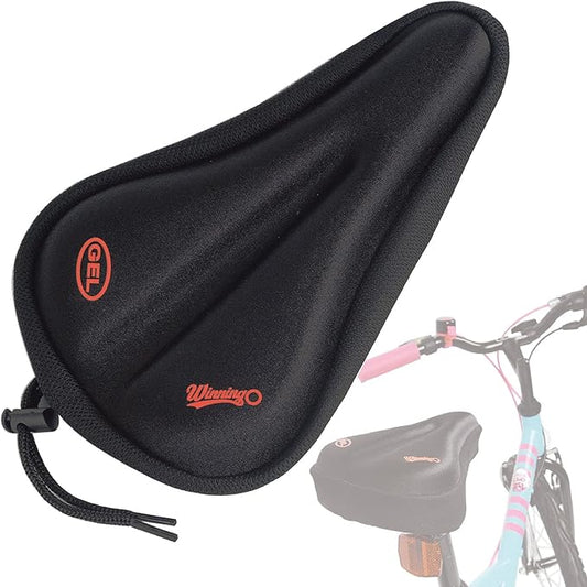 Gel Kids Bike Seat Cushion Cover, Anti-Slip Child Bike Seat Cover Comfortable Adjustable Small Bicycle Saddle Pad, 9'' X 6''