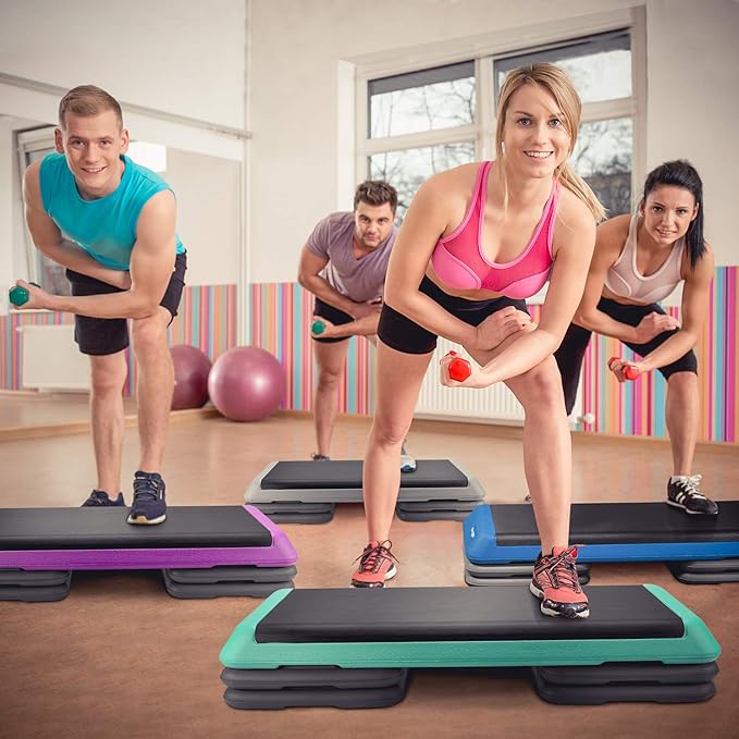 Yes4All 18.9" Aerobic Exercise Step Platform with 2 Risers, Adjustable Height Workout Stepper 3" 5.1" for Home Gym