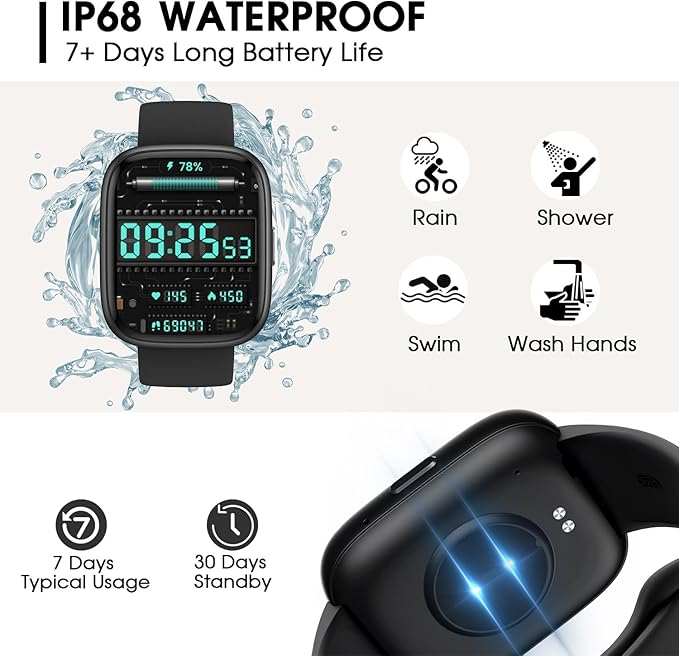 Smart Watch for Men Women Alexa Built-in 1.83" Fitness Tracker Smart Watch for iPhone Android Compatible, IP68 Waterproof Smartwatch 100+ Sport Modes, Pedometer, Heart Rate/SpO2/Stress/Sleep Monitor 1