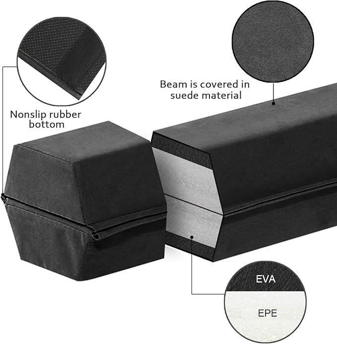 FBSPORT 8ft/6ft Balance Beam: Folding Floor Gymnastics Equipment for Kids Adults,Non Slip Rubber Base, Gymnastics Beam for Training, Practice, Physical Therapy and Professional Home Training