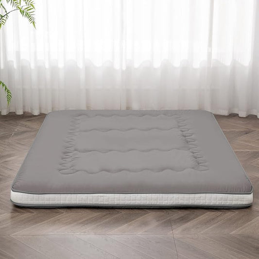 Dr.Futon Japanese Floor Futon Mattress Extra Thick Folding Roll Up Bed Topper Mat for Guest,Lounger and Tavel