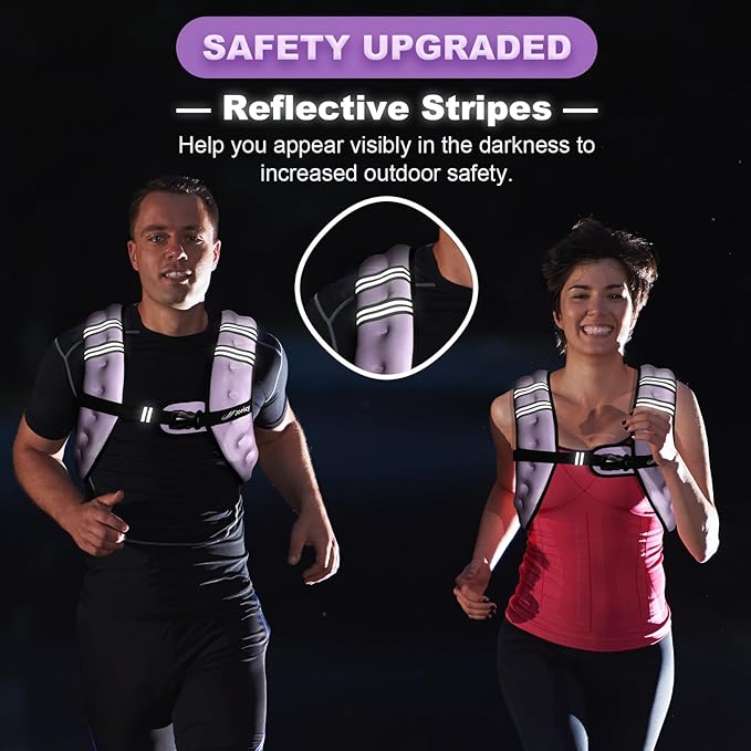 Weighted Vest 5lb/8lb/10lb/15lb/20lb/25lb/30lb Weight Vest Woman Men with Reflective Stripe, Rucking Running Vests for Women Workout Walking Strength Training Weight Loss Fitness Weightlifting
