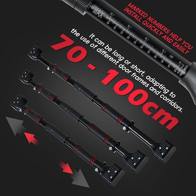 leikefitness Pull-Up Bar For Door Frame Chin Up Bar Upper Body Workout - Indoor Portable Training Pull-Up Bars - Adjustable 27.5"- 39" Width Locking Mechanism