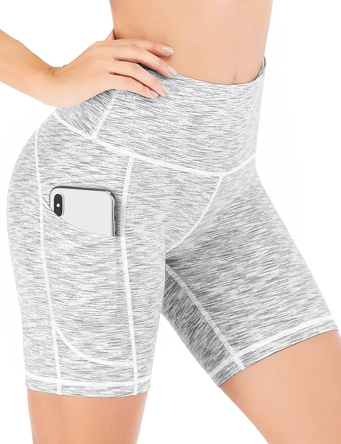 IUGA Biker Shorts Women 6" Tummy Control Workout Shorts Women with Pockets High Waisted Yoga Running Gym Spandex Compression