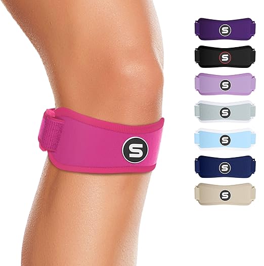 Sleeve Stars Swedish Brand Patellar Tendon Support Strap for Women & Men Effective Osgood Schlatter Knee Brace Youth & Kids Knee Brace with 3 Adjustable Length fits 12"-24" (Single/Hot Pink/Adult)
