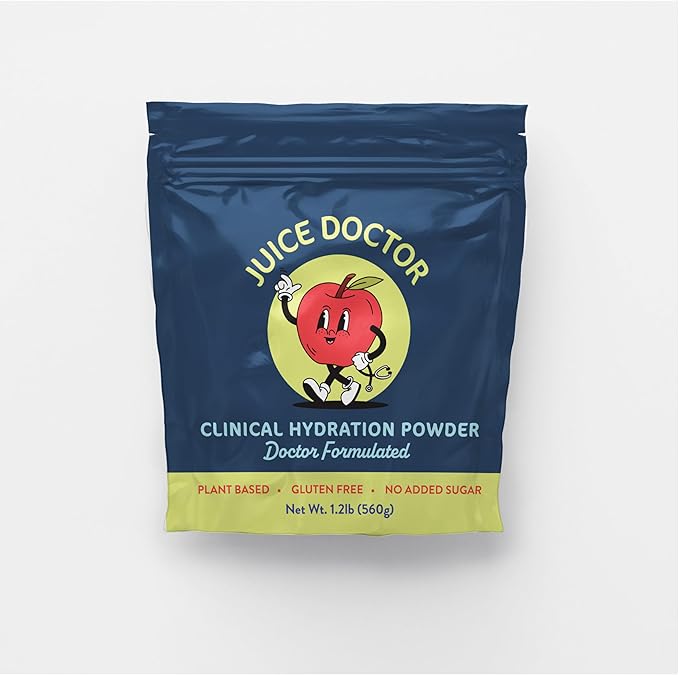 Juice Doctor Hydration Powder Electrolytes, Electrolyte Drink Mix for Dehydration Relief, Apple Juice Powder, Magnesium Citrate, Vitamin D, 1.2lb (560g / 28 Servings)