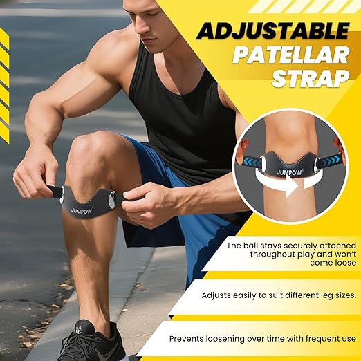 JUMPOW Silicone Patellar Tendon Support Strap - 2 Pack Adjustable Non-Slip Patella Band Stabilizer Knee Brace for Hiking, Running, Jumpers Knee, Tendonitis, Basketball, Squats, Black