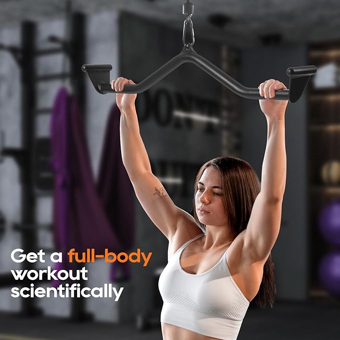 5 Pcs V-bar Pulley Cable Machine Attachments:Home Gym Fitness Rowing T-bar Handle Grips LAT Pull Down Bar Press DownTraining,Bicep Curl Tricep LAT pulldown Bar Back Strength Training