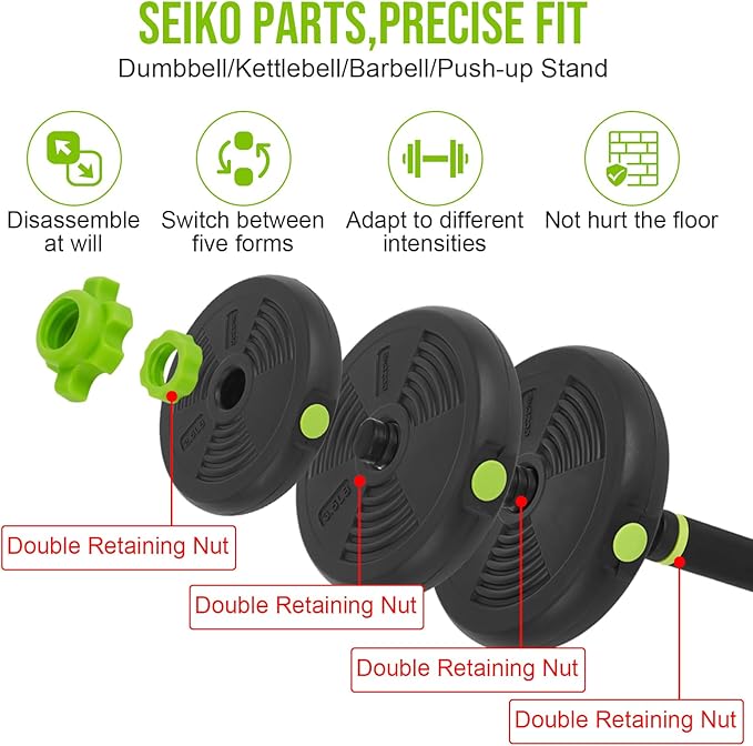 4-In-1 Adjustable Weights Dumbbell Set, Weight Set with Connector Used As Kettlebells, Barbell, Push Up Stand, Fitness Exercise Dumbbell, Free Weight Set for Home Gym