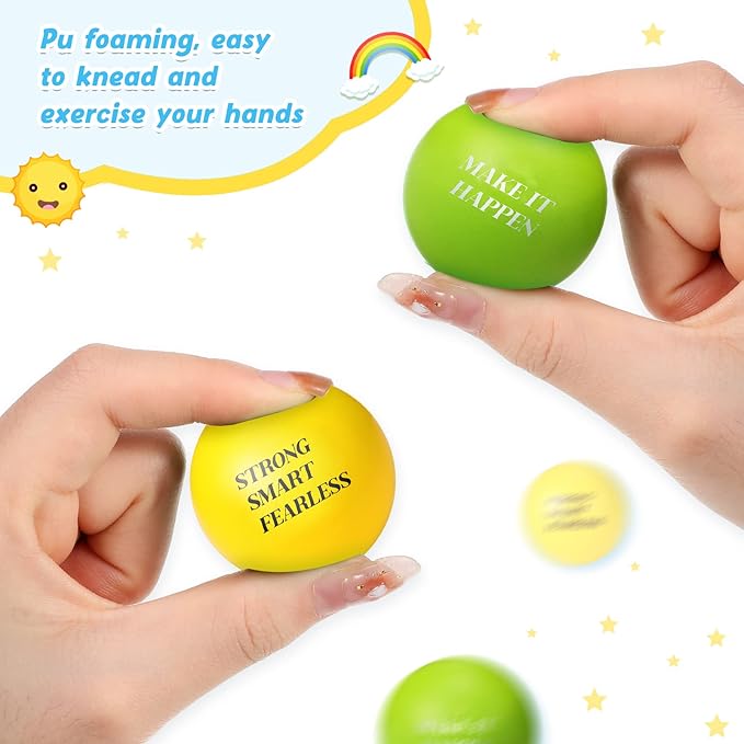 Jerify 72 Pcs Motivational Stress Balls Bulk Inspirational Stress Balls Colorful Foam for Adults Hand Exercise Small Therapy Fidget Relief Anxiety Toys for Coworkers Gifts Fidget(Fresh Colors)