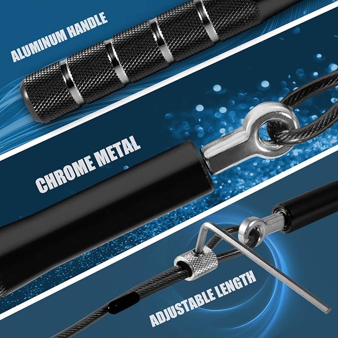 Jump Rope, Wastou Speed Jumping Rope for Training Fitness Exercise, Adjustable Adults Workout Skipping Rope for Men, Women, Kids, Girls