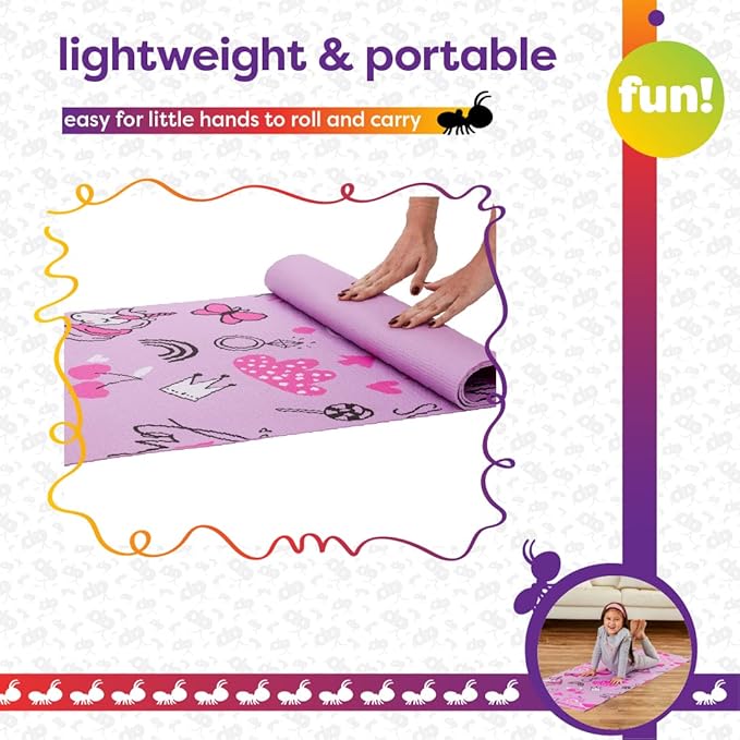 Antsy Pants Kids Yoga Mat - Yoga Mat for Kids, Yoga Mats for Home Workout, Travel Yoga Mat, Yoga Mat Non Slip, 60” x 24”, 3mm Free of Toxic Phthalates