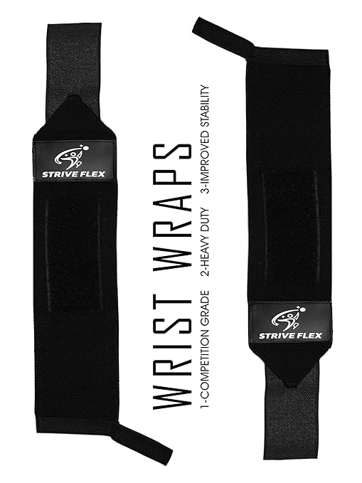 Weightlifting Wrist Wraps 12" Professional Quality Wrist Support with Heavy Duty Thumb Loop - Best Wrap for Powerlifting Competition, Strength Training, Bodybuilding (Black)